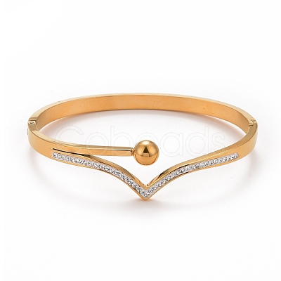 Crystal Rhinestone Wave Hinged Bangle Hand Polished BJEW-G648-04G-1