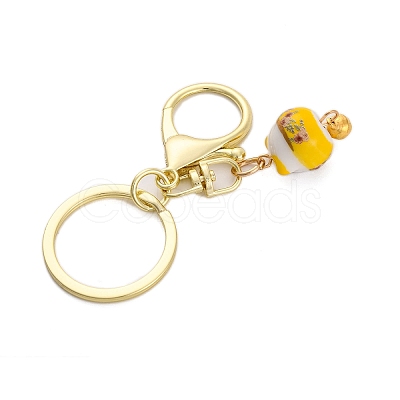 Fortune Cat Porcelain Pendant Keychain KEYC-G064-03B-1