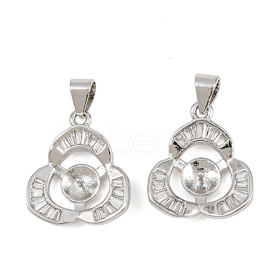 Brass Micro Pave Clear Cubic Zirconia Peg Bails Pin Pendants KK-CBA6A75-06P-1
