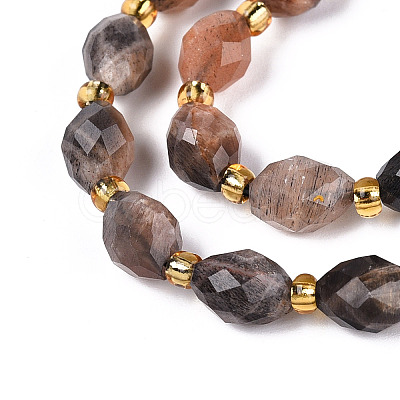 Natural Black Sunstone Beads Strands G-N342-35-8x6-08-1