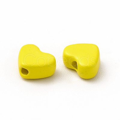 Heart Spray Painted Alloy Beads FIND-G053-01F-1