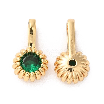 Brass with Glass Charms KK-G465-51G-02-1