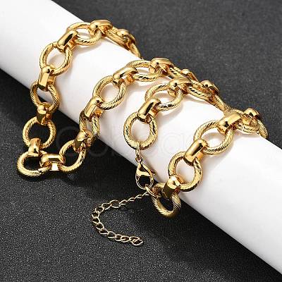 304 Stainless Steel Twisted Ring Link Chain Necklaces NJEW-R023-12G-1