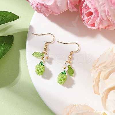 Handmade Glass Seed Beads Apple Dangle Earrings EJEW-MZ00575-1