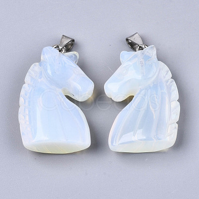 Carved Opalite Pendants G-N0327-002N-1