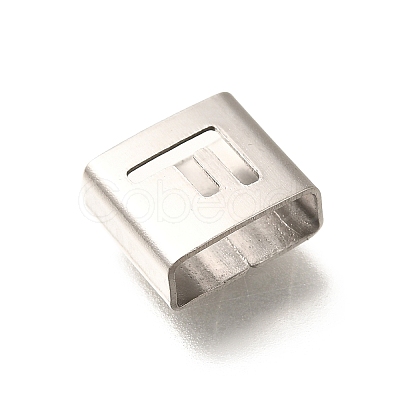 Letter Style 304 Stainless Steel Square Slide Charms STAS-L132-08F-1