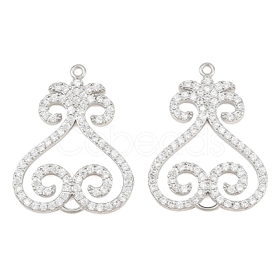 Brass Micro Pave Clear Cubic Zirconia Connector Charms CU-CBA7BFE-03C-P-1