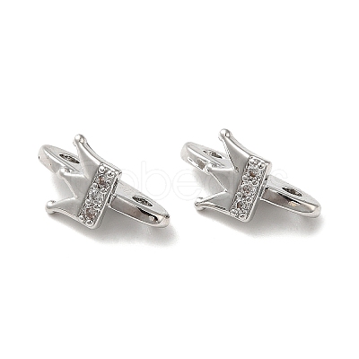 Brass Micro Pave Clear Cubic Zirconia Slide Charms KK-P239-20P-1