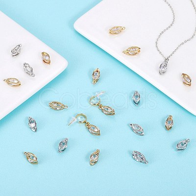 40Pcs 2 Colors Alloy Cubic Zirconia Pendants JX645A-1