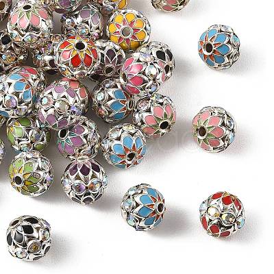Brass & Alloy & Rhinestone Enamel Beads RB-CBA973B-11C-P-1