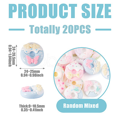 20Pcs Opaque Resin Decoden Cabochons RESI-TADJ0001-20-1