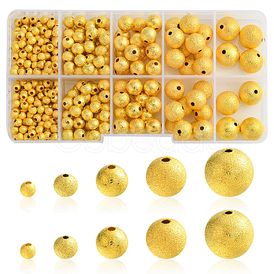 468Pcs 5 Style Brass Round Textured Spacer Beads KK-CJ0002-13-1
