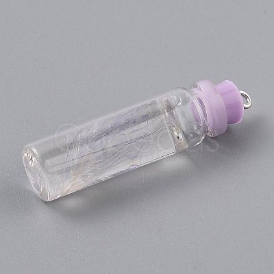 Transparent Glass Bottle Pendant Decorations EGLA-B002-01E-1