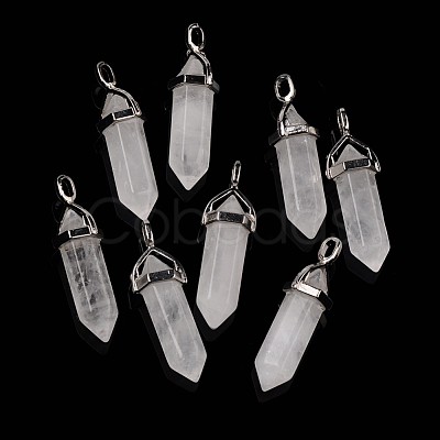 Natural Quartz Crystal Double Terminated Pointed Pendants X-G-F295-04G-1