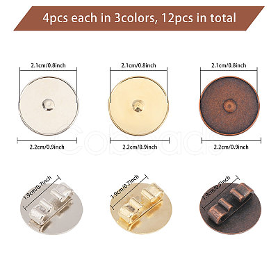 12Pcs 3 Colors Alloy Bolo Tie Slides Clasp Cabochon Settings FIND-CA0008-91-1
