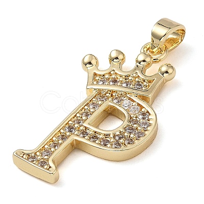 Rack Plating Brass Micro Pave Cubic Zirconia Pendants KK-D535-01P-RS-1