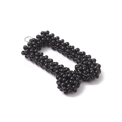 Glass Seed Beaded Musical Note Pendants PALLOY-MZ00569-1