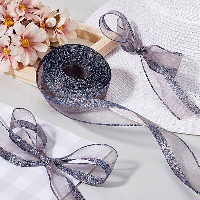 Sparkle Polyester & Metallic Mesh Ribbon for Bowknot Making OCOR-WH20007-19B-1