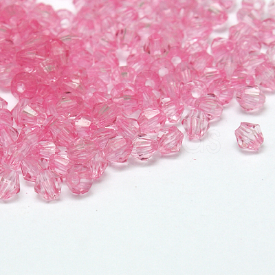 Faceted Bicone Transparent Acrylic Beads DBB4mm015-1