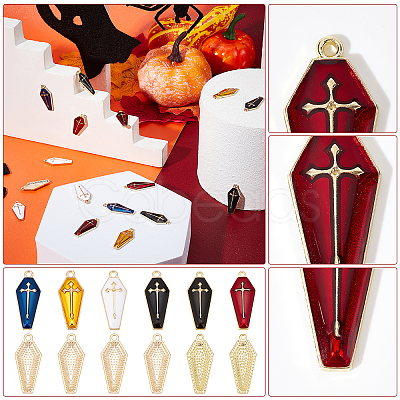 48Pcs 6 Colors Alloy Enamel Pendant ENAM-GA0001-03-1