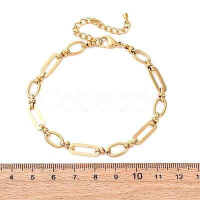 304 Stainless Steel Oval Link Chain Anklets AJEW-A057-01G-1