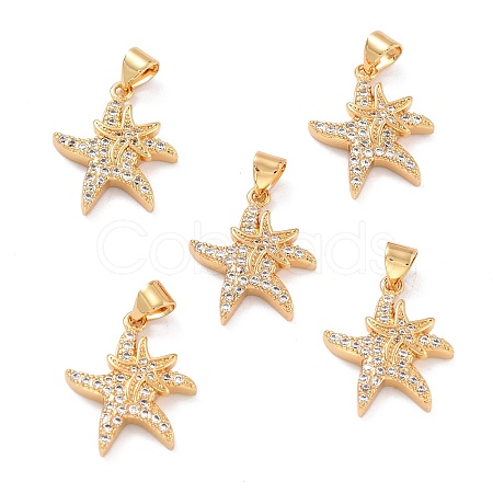 Brass Micro Pave Clear Cubic Zirconia Pendants X-ZIRC-L100-068G-1