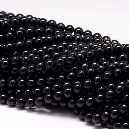 Natural Black Tourmaline Beads Strands X-G-P132-16-8mm-1