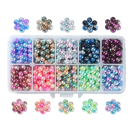 Rainbow ABS Plastic Imitation Pearl Beads OACR-CJ0001-02-1