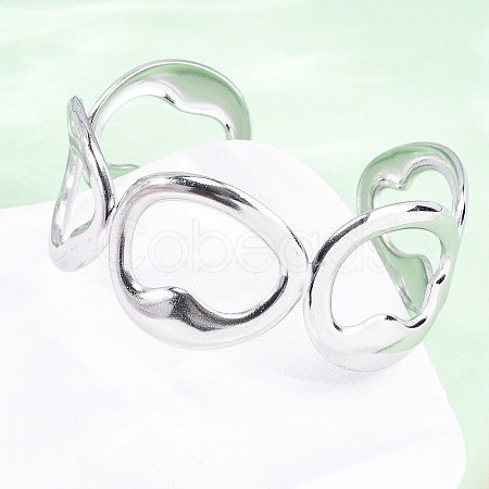 304 Stainless Steel Cuff Bangles for Women BJEW-D306-07P-1