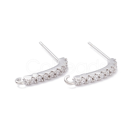 Rack Plating Brass Micro Pave Cubic Zirconia Stud Earring Findings ZIRC-F126-04P-1