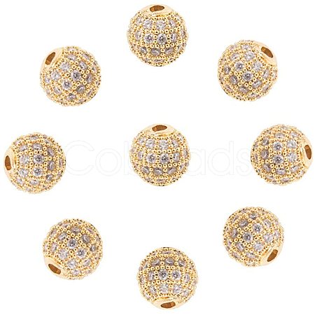 Rack Plating Brass Cubic Zirconia Beads ZIRC-NB0001-09-1