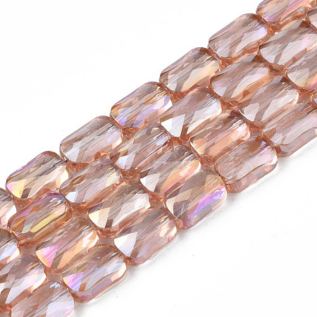 Electroplate Transparent Glass Beads Strands EGLA-N002-25-C01-1