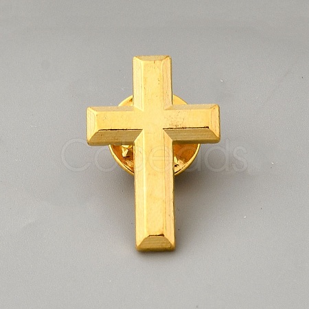 Cross Alloy Pin Brooches LS-AJEW-WH0695-004A-G-1