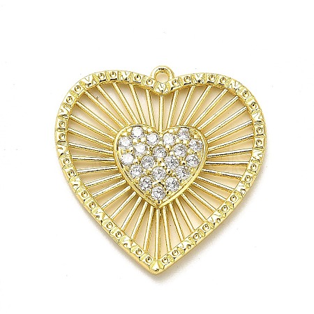 Rack Plating Brass Micro Pave Clear Cubic Zirconia Pendants KK-L210-010G-1