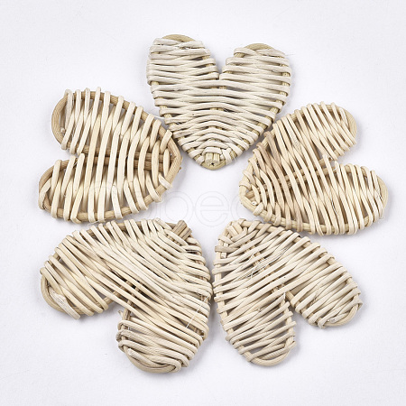 Handmade Reed Cane/Rattan Woven Beads WOVE-T006-002B-1