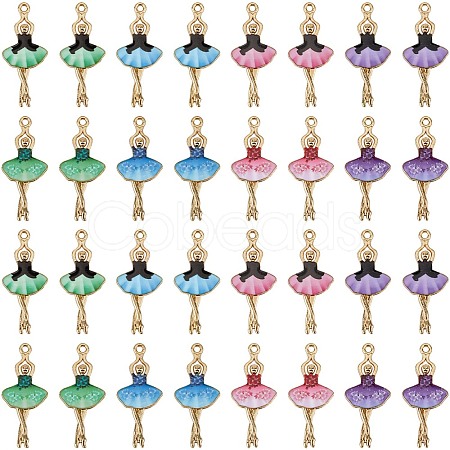 32Pcs 8 Colors Printed Alloy Pendants ENAM-SC0005-39-1