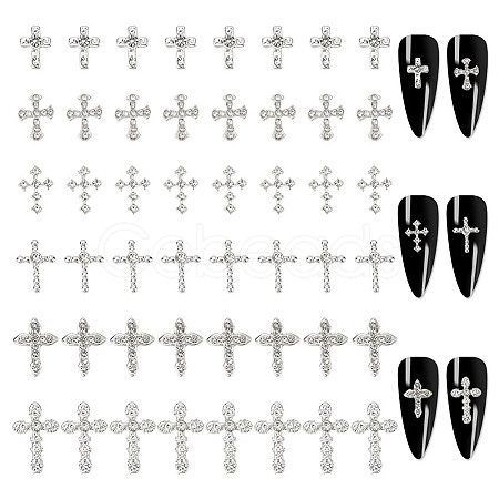 48Pcs 6 Styles Alloy Rhinestone Cabochons MRMJ-GO0001-02-1