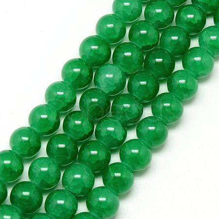 Baking Paint Crackle Glass Beads Strands X-DGLA-Q023-8mm-YS22-1