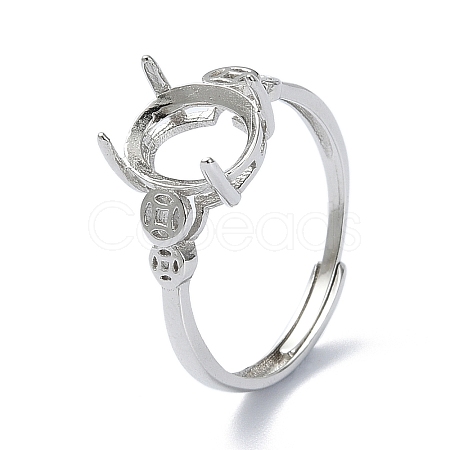 Adjustable 925 Sterling Silver Ring Components STER-K179-34P-1