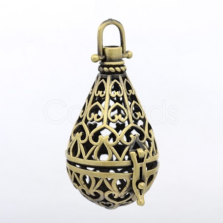 Brass Cage Pendants LS-KK-P026-02AB-NR-1