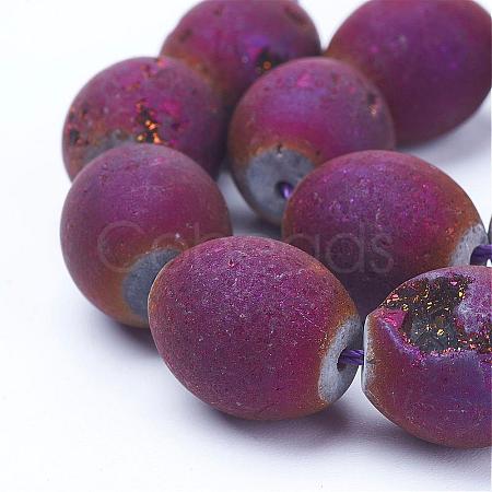 Electroplated Natural Druzy Geode Agate Bead Strands G-P251-A01-1