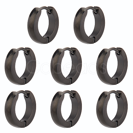 4 Pairs 304 Stainless Steel Chunky Huggie Hoop Earrings EJEW-UN0001-87-1