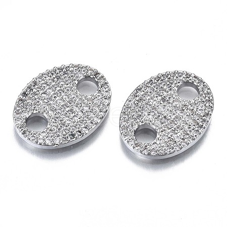 Brass Micro Pave Clear Cubic Zirconia Links Connectors KK-S061-87P-NR-1