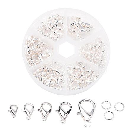 Alloy Lobster Claw Clasps and Jump Rings Set PALLOY-X0004-S-B-1