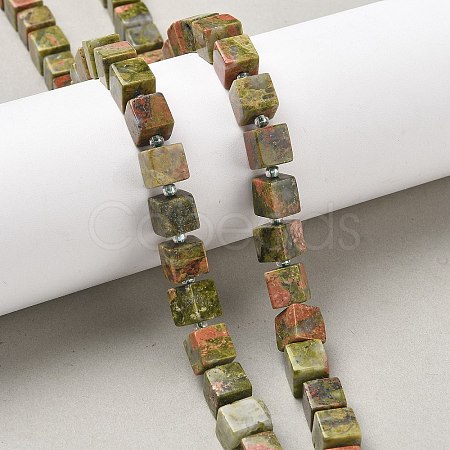 Natural Unakite Beads Strands G-D338-A14-1