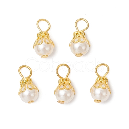 Round Imitation Pearl Acrylic  Pendants PALLOY-JF04002-01-1