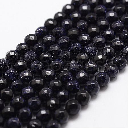 Synthetic Blue Goldstone Beads Strands G-D840-14-4mm-1