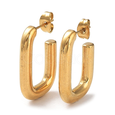 Ion Plating(IP) 304 Stainless Steel Rectangle Ear Studs for Women X-EJEW-P234-04G-1