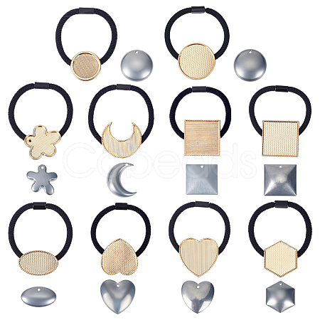 10Bags 10 Styles Metal Elastic Hair Ties Findings OHAR-ME0001-15-1