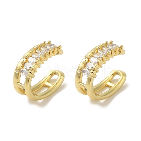 Rack Plating Brass Pave Clear Cubic Zirconia Oval Cuff Earrings for Women EJEW-P280-16G-1